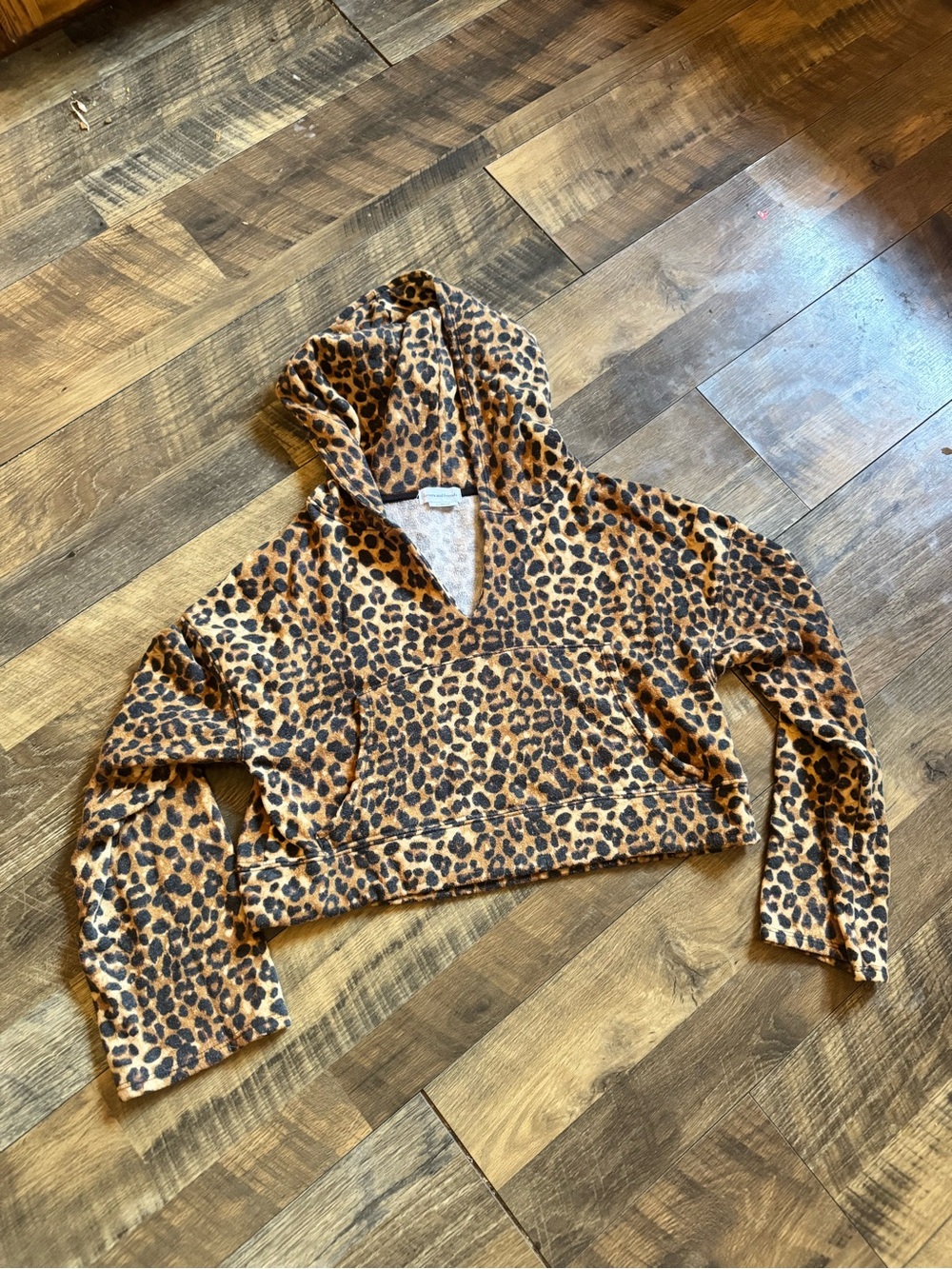 Lovers + Friends Black and Tan Leopard Pullover Hoodie